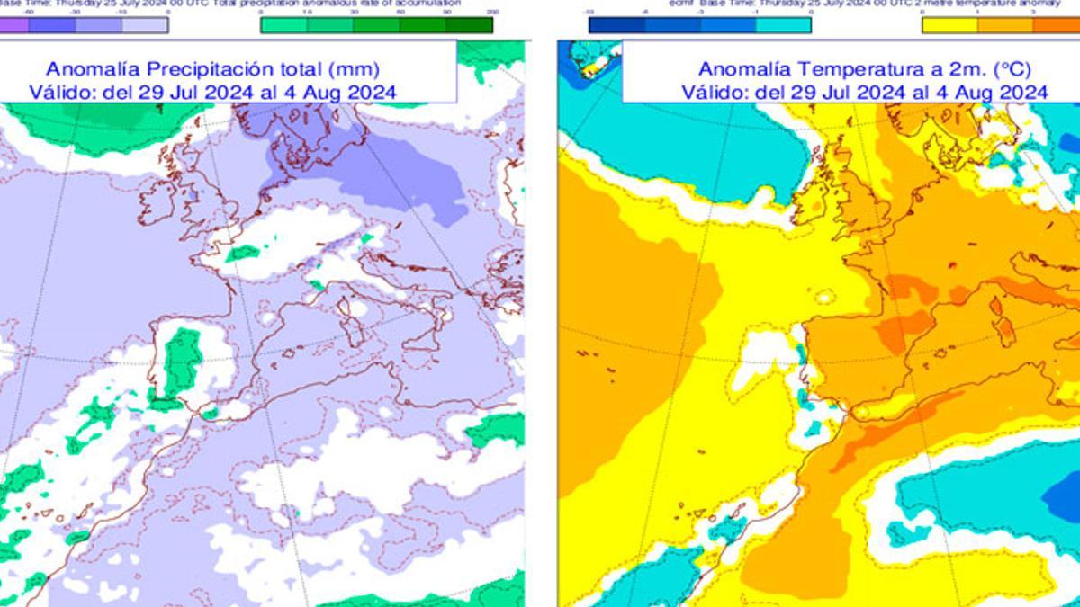 Predicción en la península del 29 de julio al 4 de agosto.