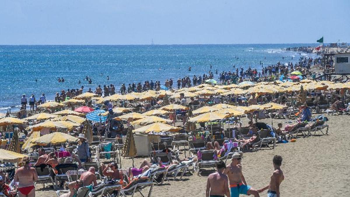 Aspecto de una playa del Sur de Gran Canaria la pasada semana.