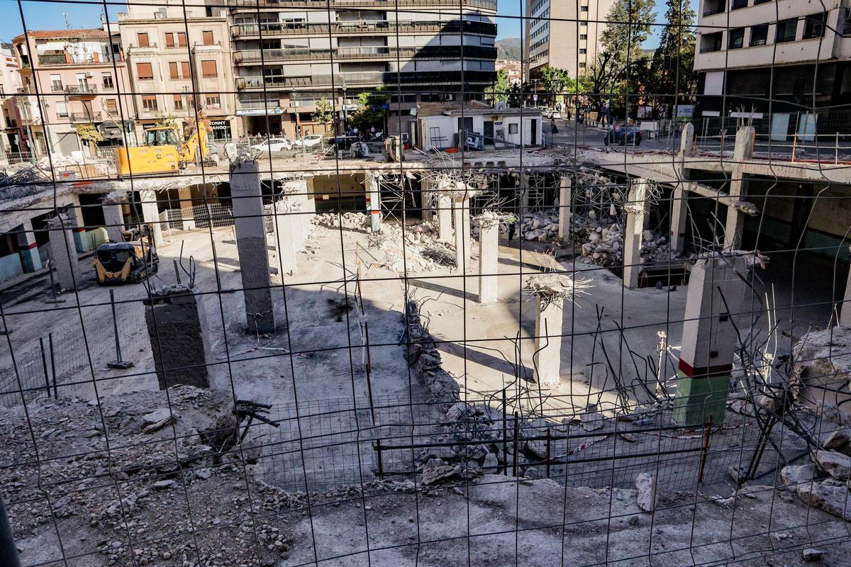 Obras de la plaza de La Rosaleda, que continúan este año y a las que se ha referido el equipo de gobierno.