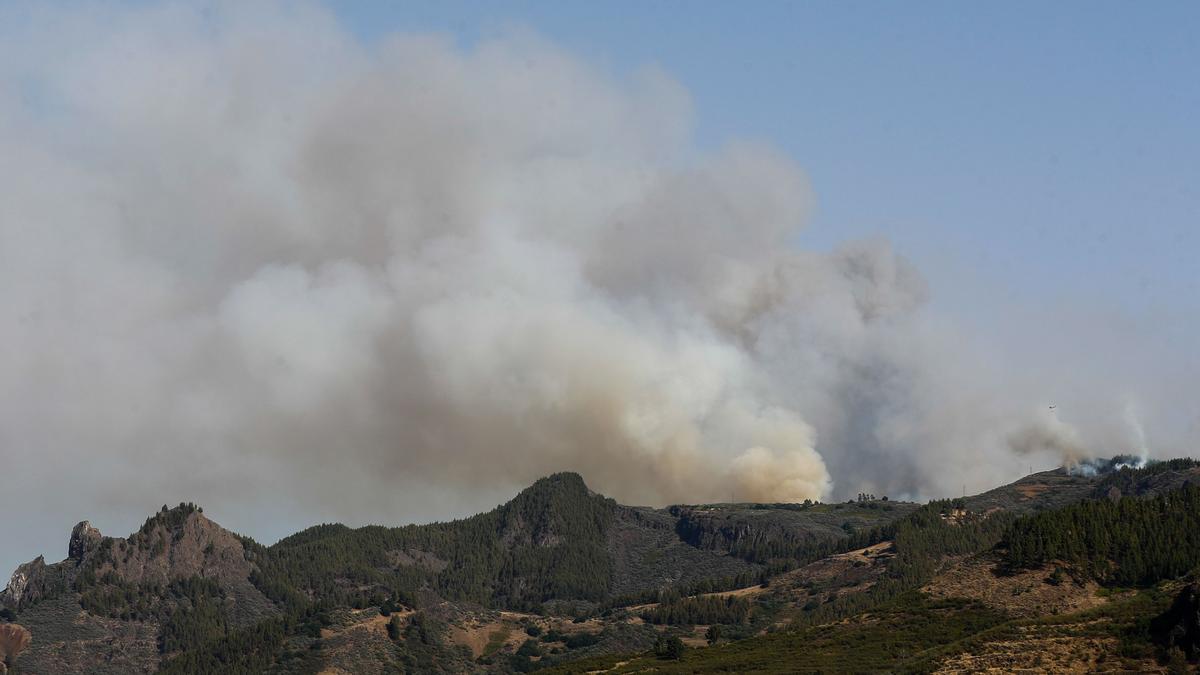 Un incendio declarado en Gran Canaria amenaza la localidad de Cuevas Blancas