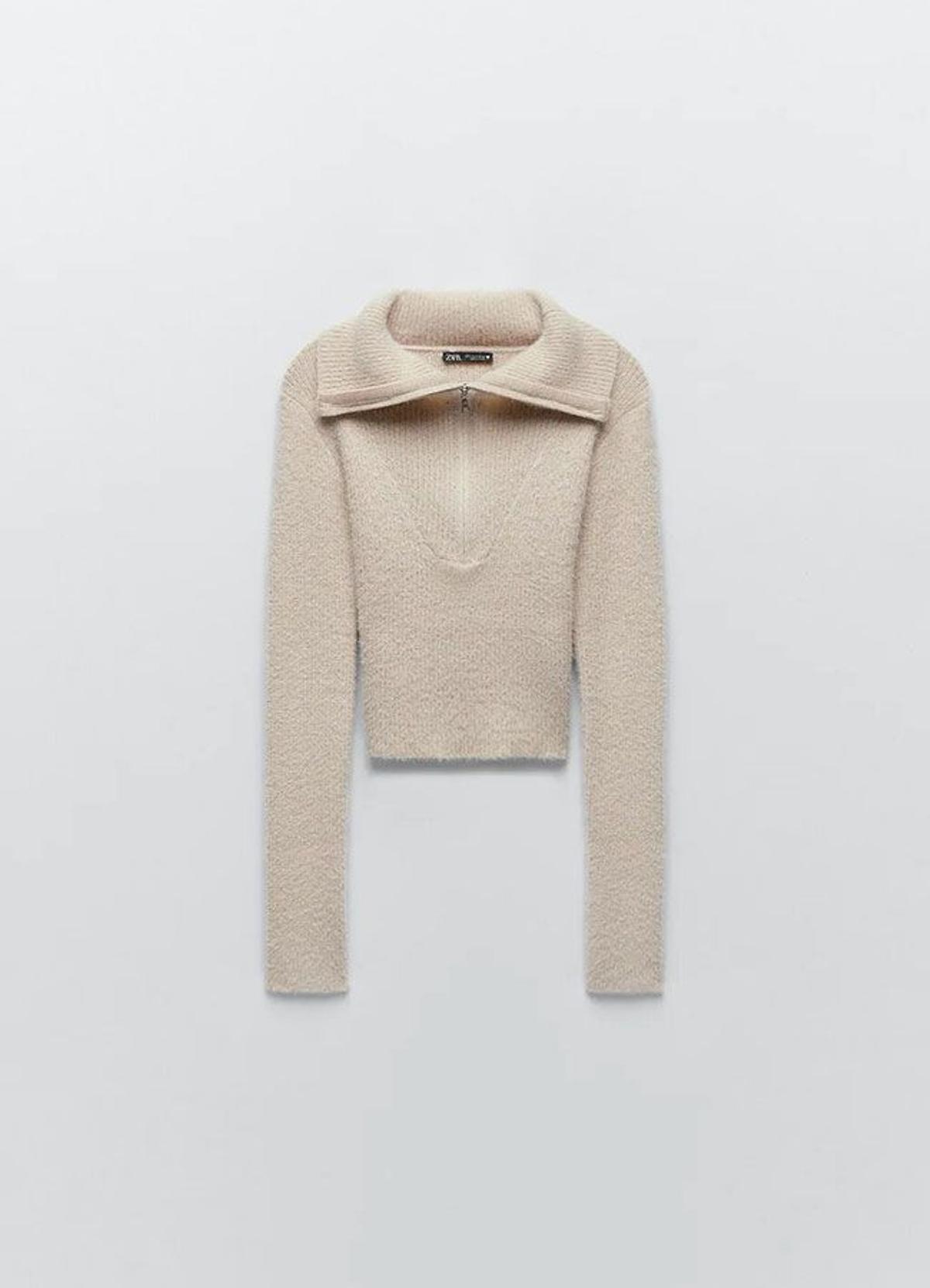 Sudadera 'cropped' beige