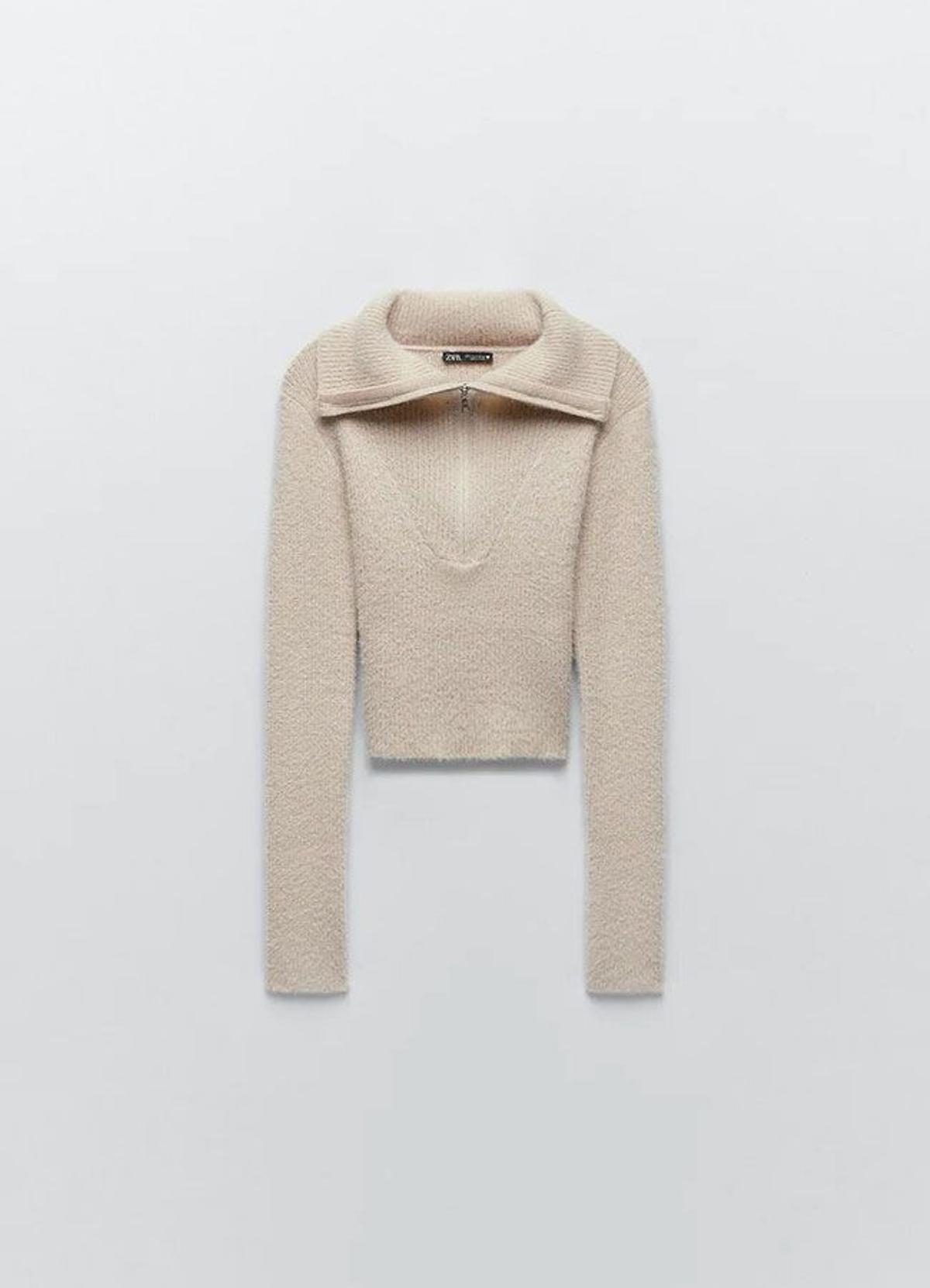 Sudadera 'cropped' beige