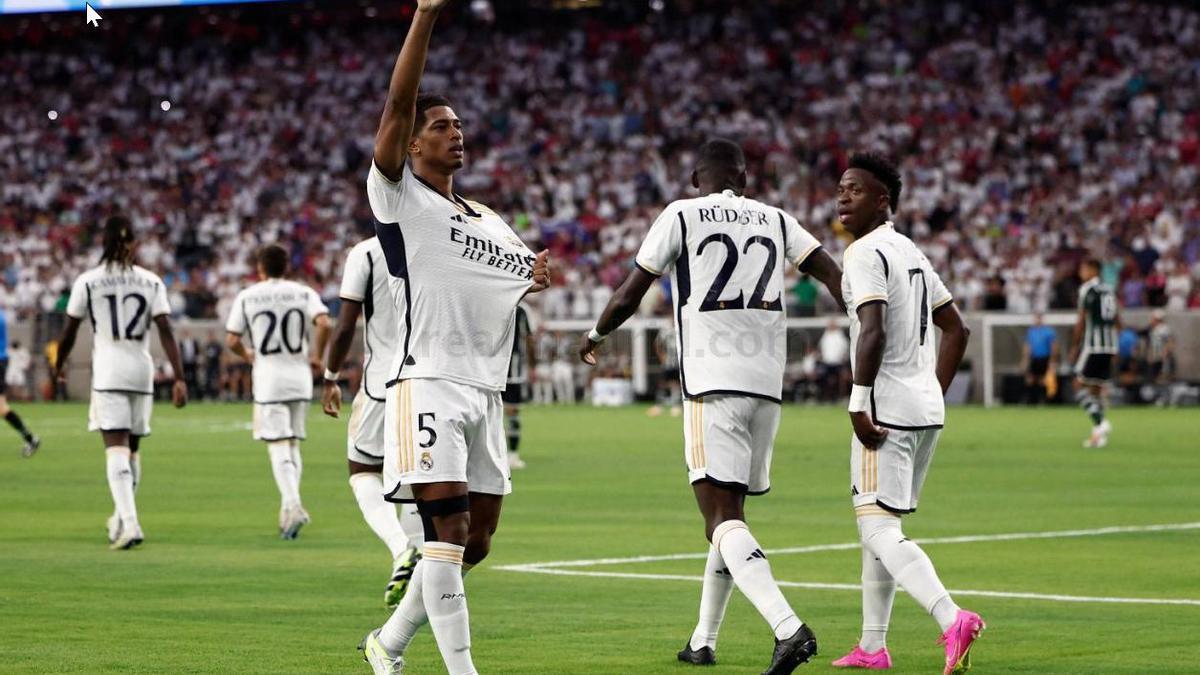Bellingham celebra su primer gol como jugador del Real Madrid