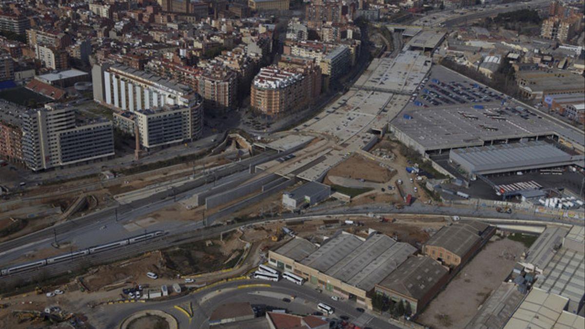 Obras en la estación del AVE de La Sagrera, en Barcelona.