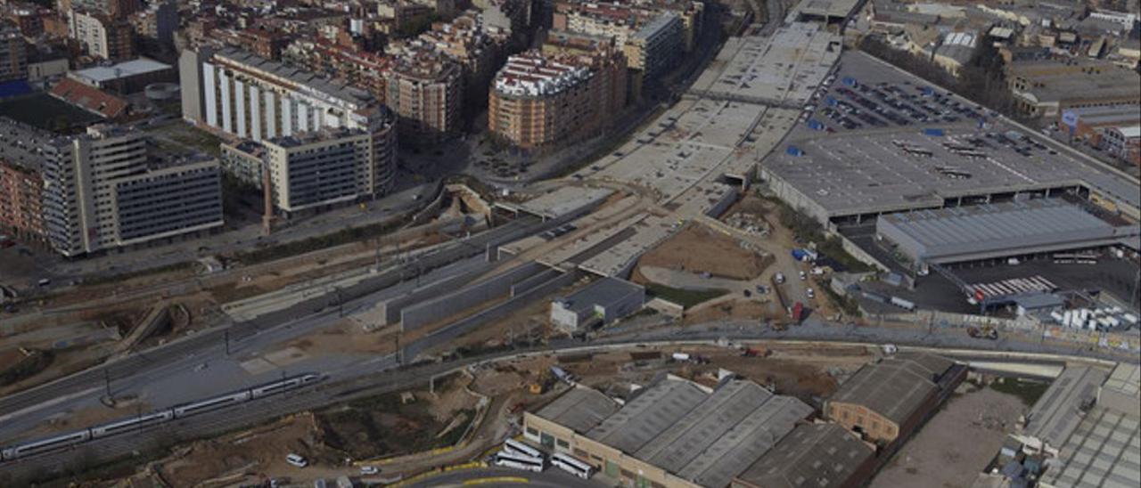 Obras en la estación del AVE de La Sagrera, en Barcelona.