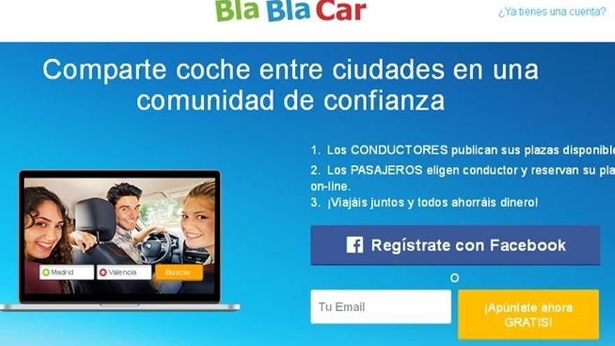 Captura de imagen de la página de BlaBlaCar.