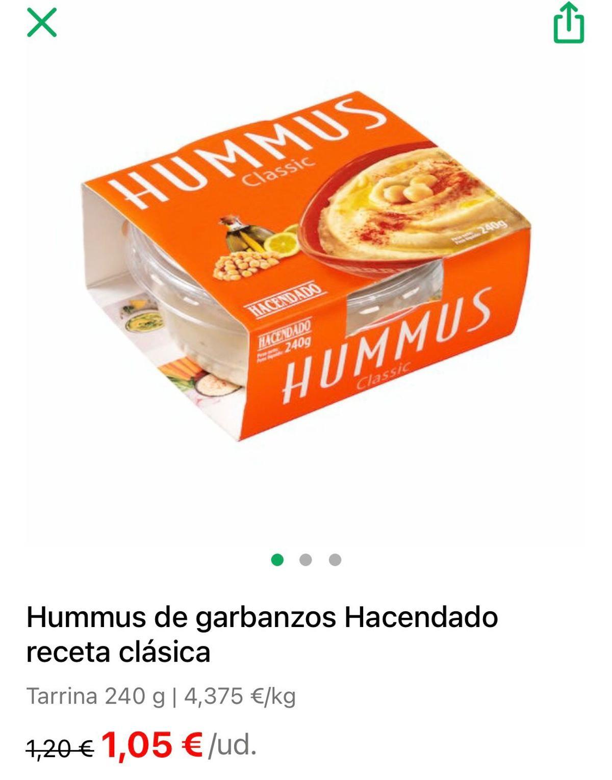 Hummus de garbanzos