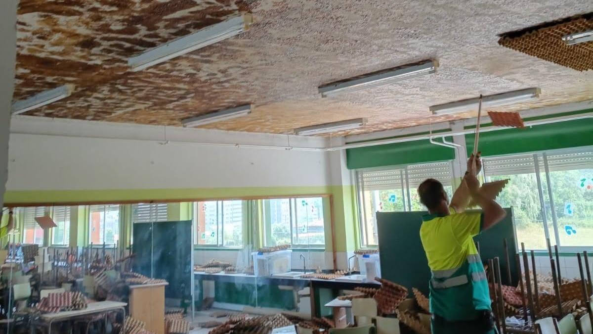 Trabajos de ampliación del comedor de colegio El Vallín.