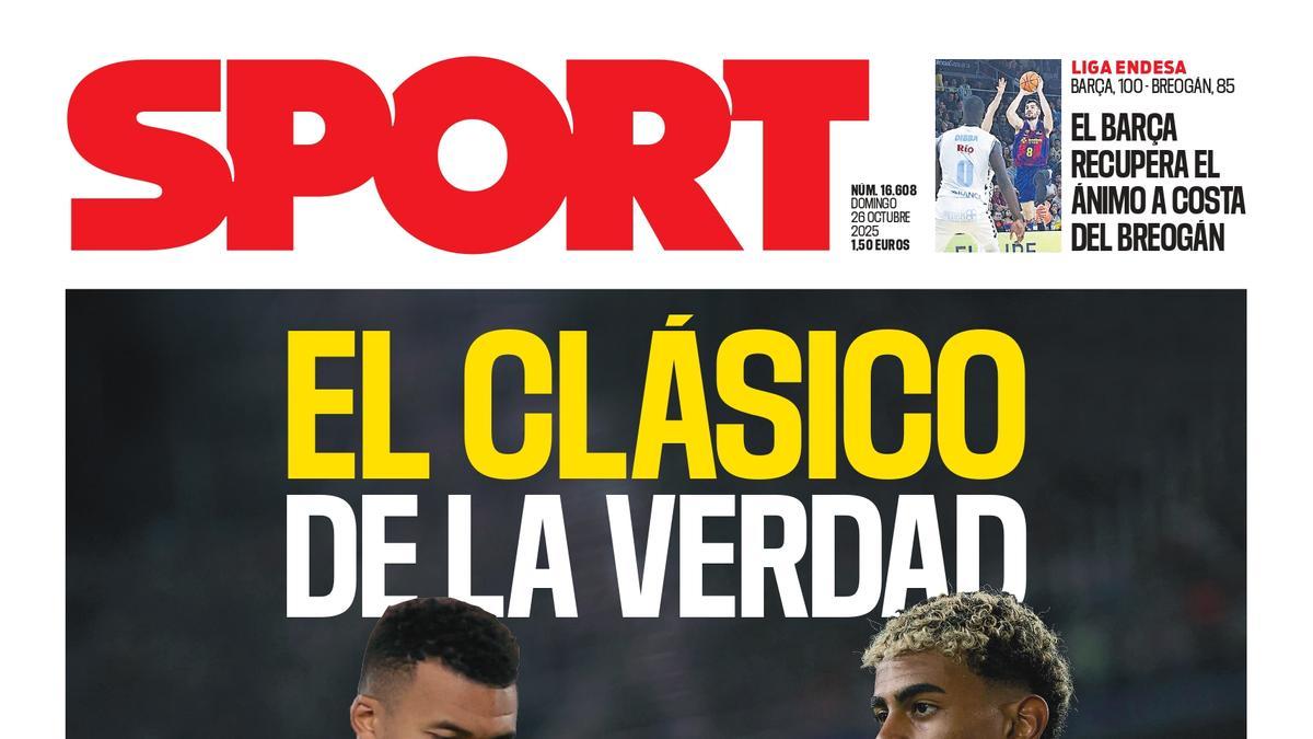 La portada SPORT de hoy, domingo 26 de octubre de 2025 La portada SPORT de hoy, domingo 26 de octubre de 2025