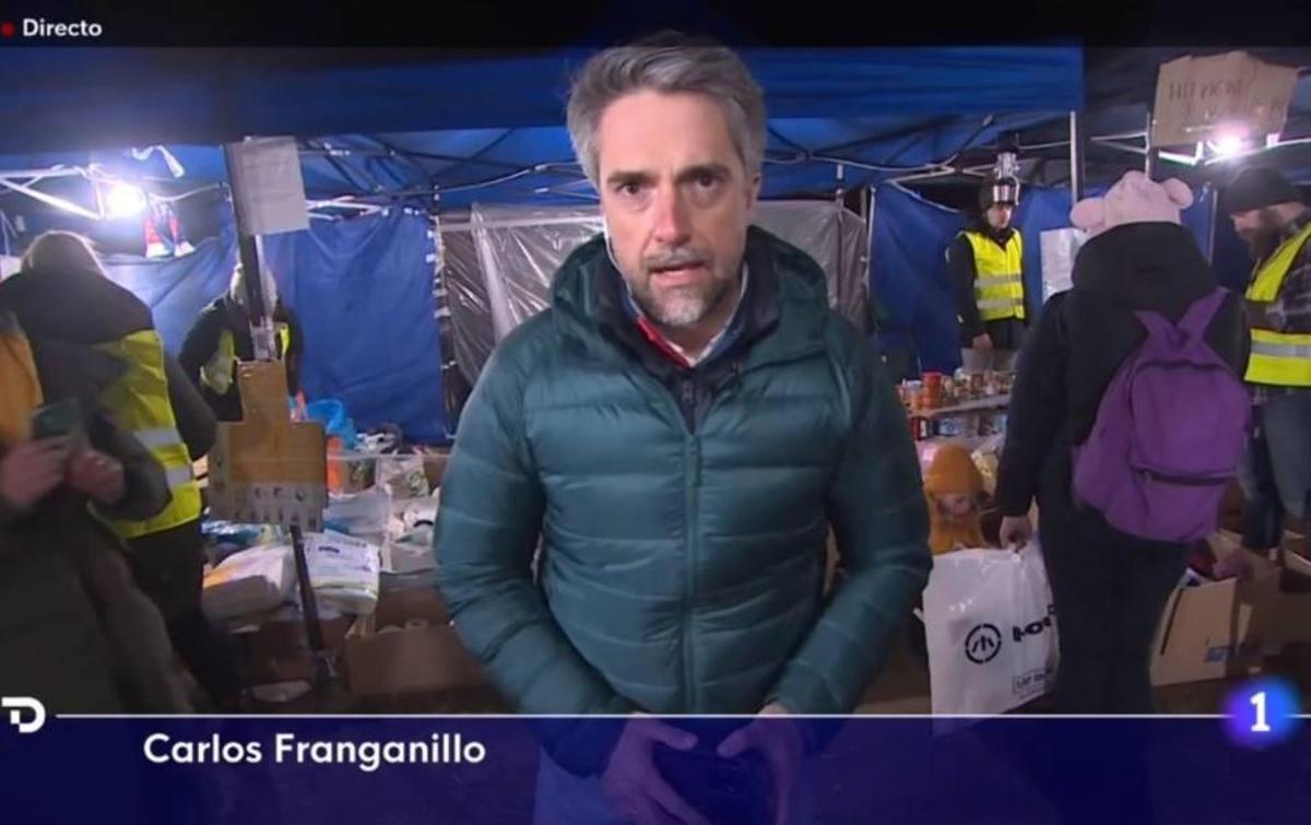 Carlos Franganillo se desplazó a Polonia, en la frontera con Ucrania, para realizar un informativo especial de TVE