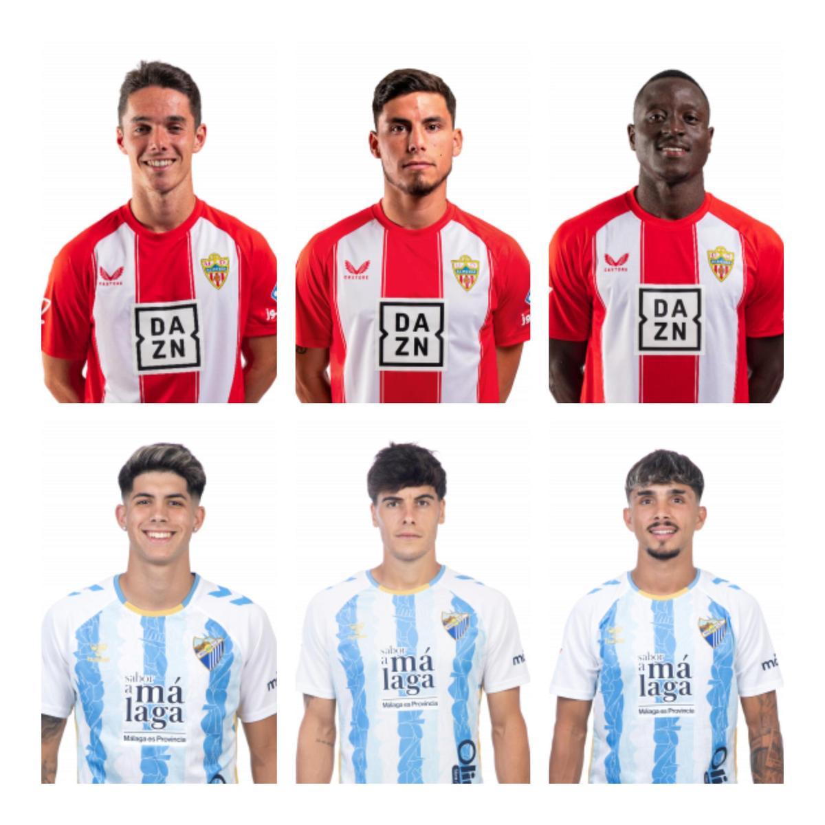 El Top 3 del Almería, Arribas, Robertone y Lopy, suma 22 millones, el podio del Málaga acumula 4 millones y lo forman Cordero, Lobete y Kevin.