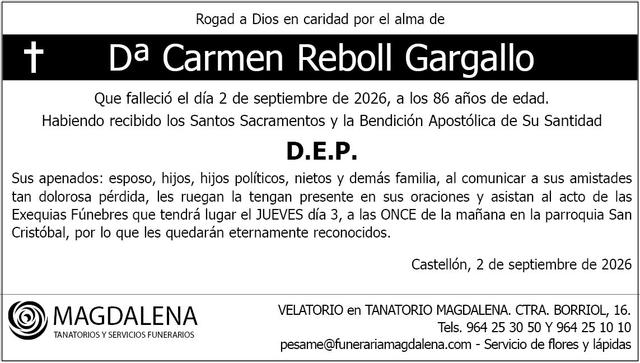 Dª Carmen Reboll Gargallo
