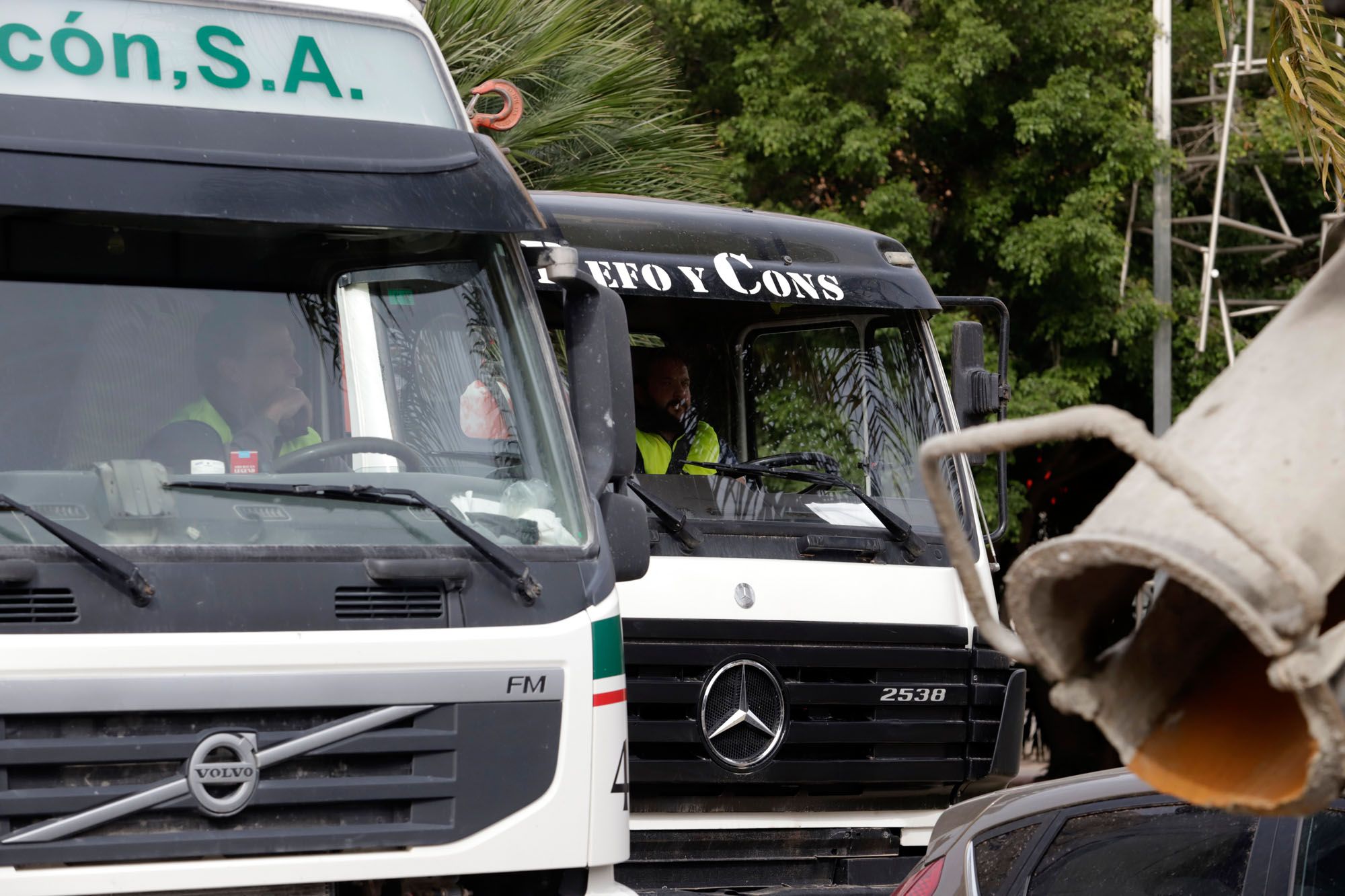 Protesta de los camioneros por el Centro de Málaga