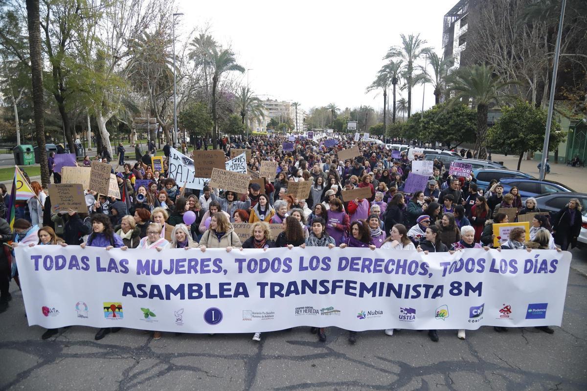 cabecera de la manifestación del 8M en Córdoba.