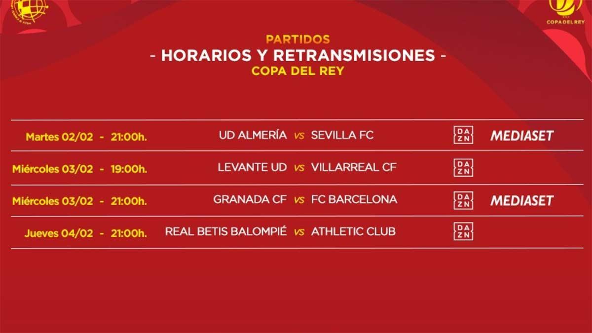 Granada-Barcelona y Betis-Athletic, en cuartos de final de la Copa del Rey