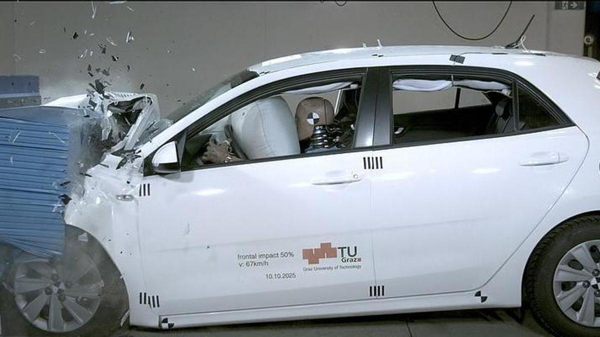 Vehículo de pruebas de seguridad al volante del  Instituto de Seguridad Vehicular de la Universidad Tecnológica de Graz.