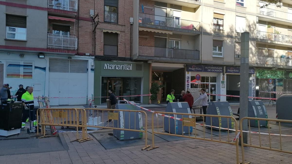 Vallas en la zona de Huesca donde tuvieron que ser desalojados los vecinos.l