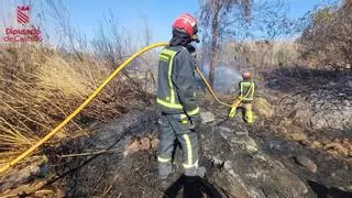 Incendio junto al río Millars en Almassora