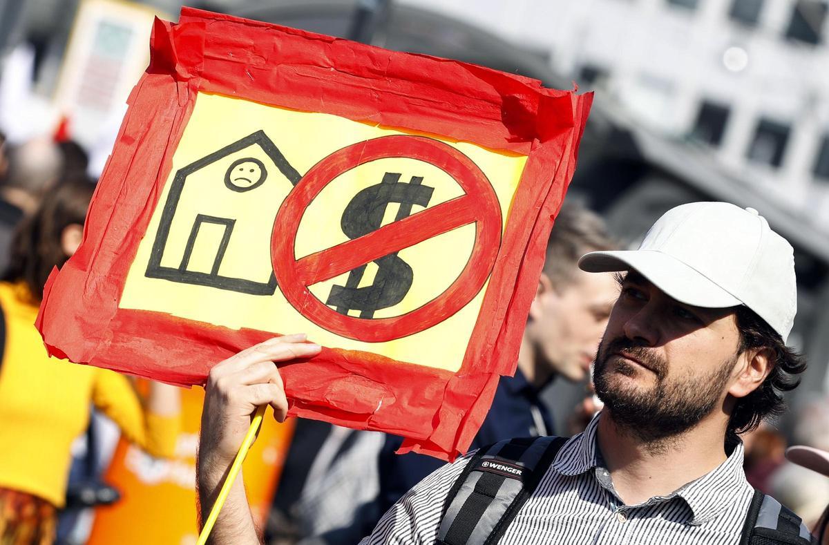 Una protesta contra los precios de los alquileres de vivienda, en una imagen de archivo.