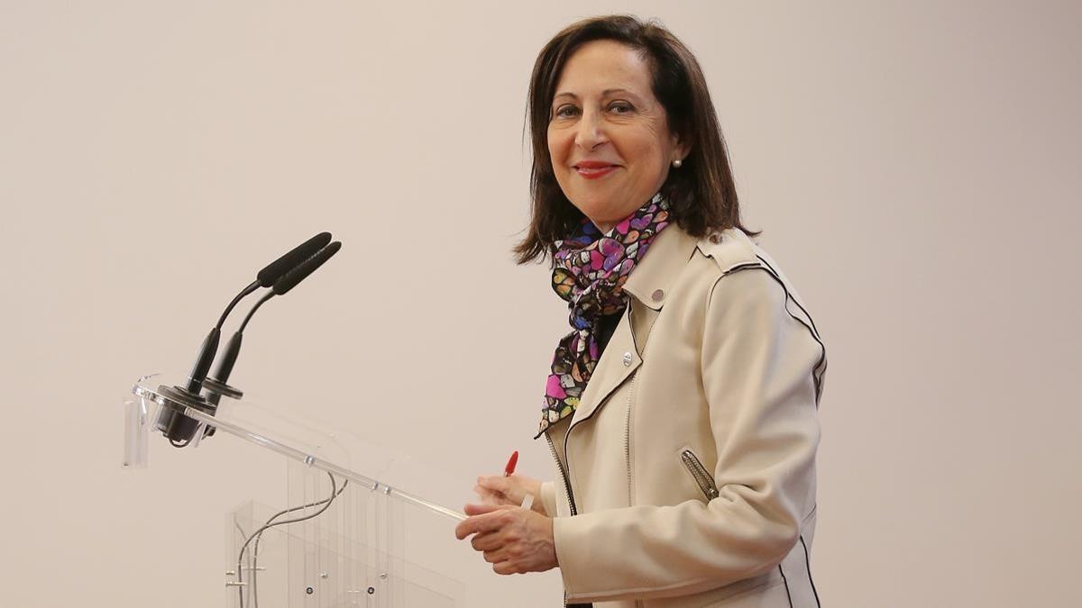 Margarita Robles en una rueda de prensa.