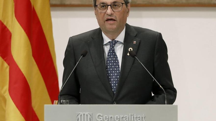 Quim Torra durante la declaración institucional.