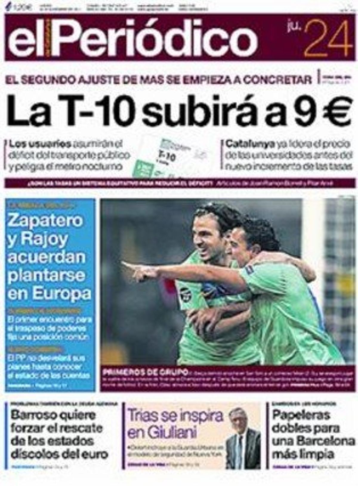 La portada del 24 de novembre. La portada del 24 de novembre.