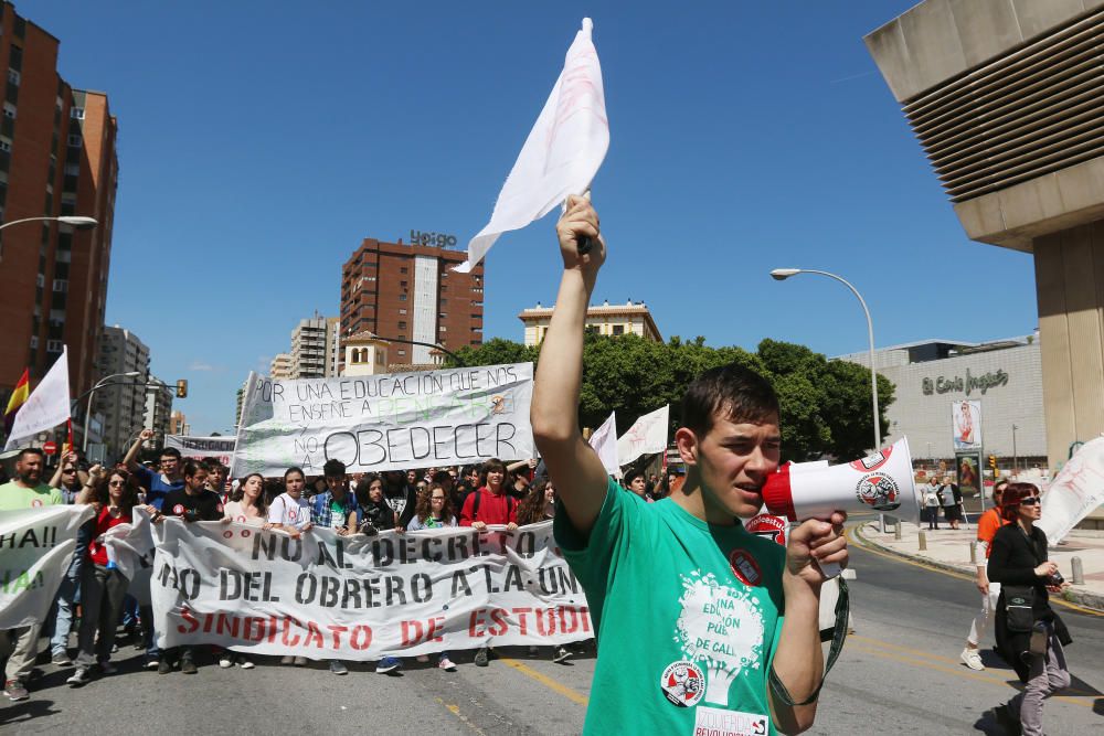 En la segunda de las dos jornadas de huelga, los jóvenes de la capital protagonizan una marcha hasta el Rectorado