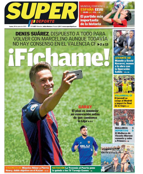 Portada SUPERDEPORTE lunes 24 de junio de 2019.