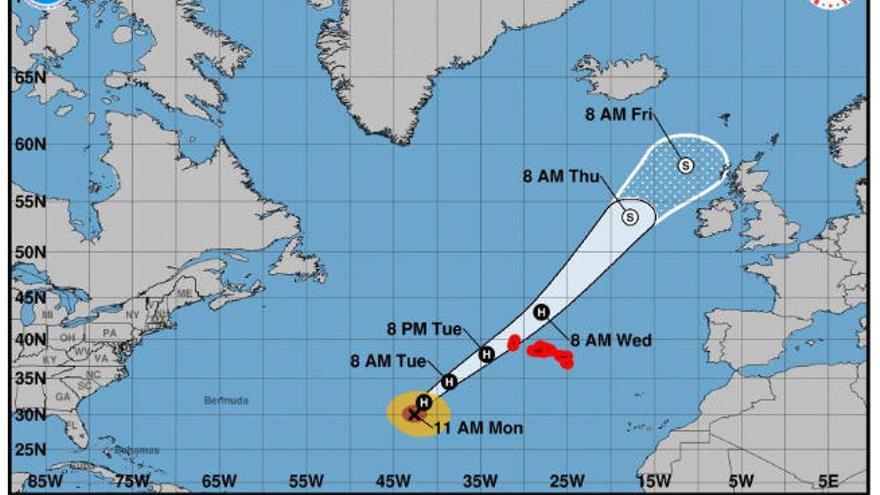 Previsión de la trayectoria que tomará el huracán Lorenzo hasta el viernes.