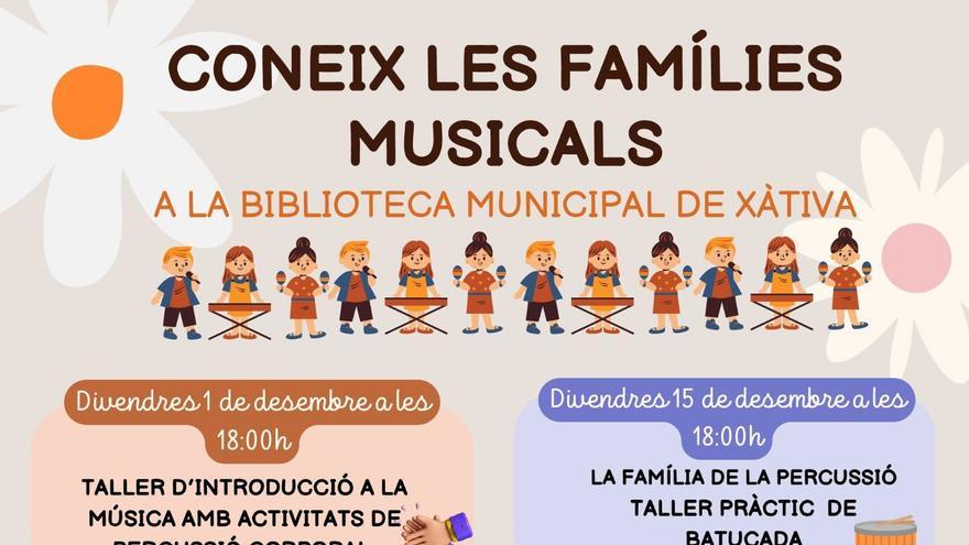 La Biblioteca de Xàtiva y la Música Vella organizan talleres de música para niños y niñas