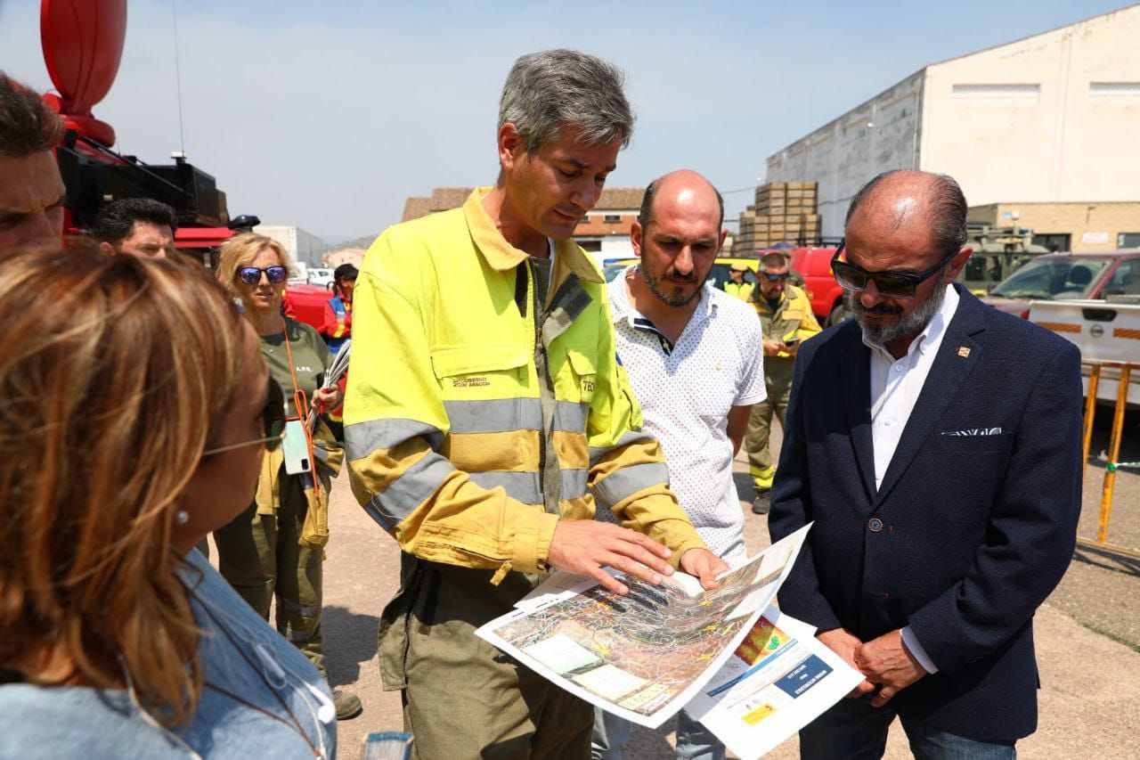 La visita de Pedro Sánchez  y Javier Lambán en el operativo de Ateca en imágenes