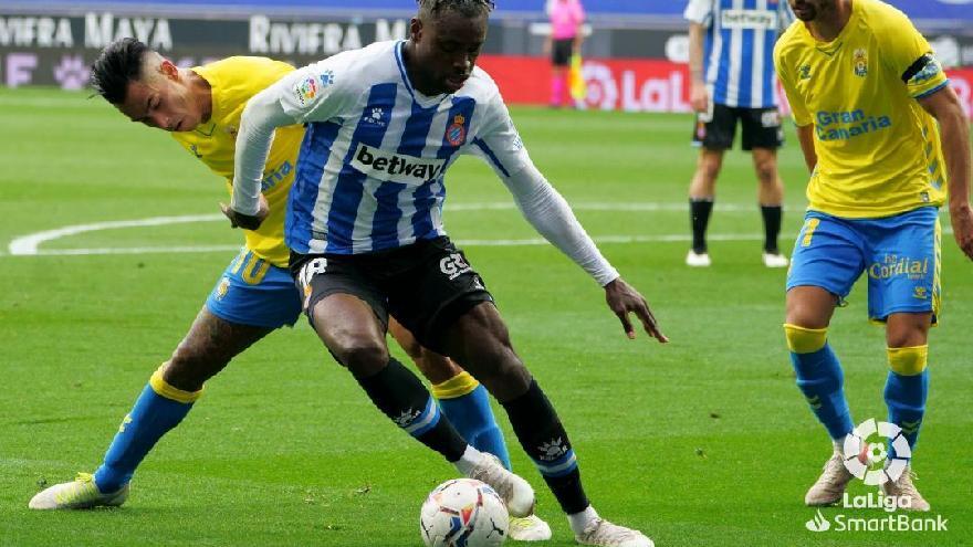 Un lance del partido Espanyol 4 - 0 UD Las Palmas