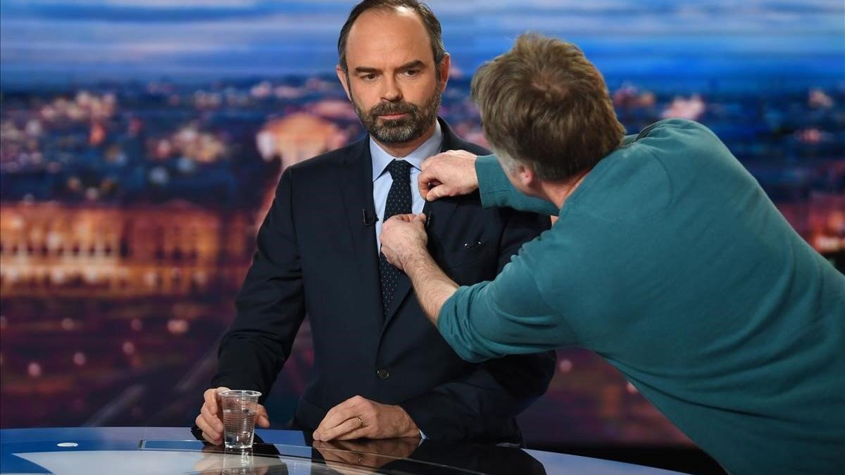 Edouard Philippe, primer ministro de Francia, antes de la entrevista en TV.