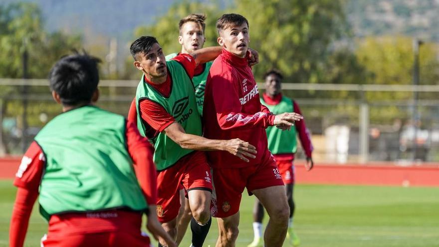 Xisco Campos con Budimir en un entrenamiento.