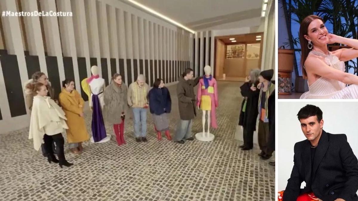 Los aspirantes de Maestros de la Costura Celebrity durante la prueba por equipos celebrada en el Museo Helga de Alvear de Cáceres.