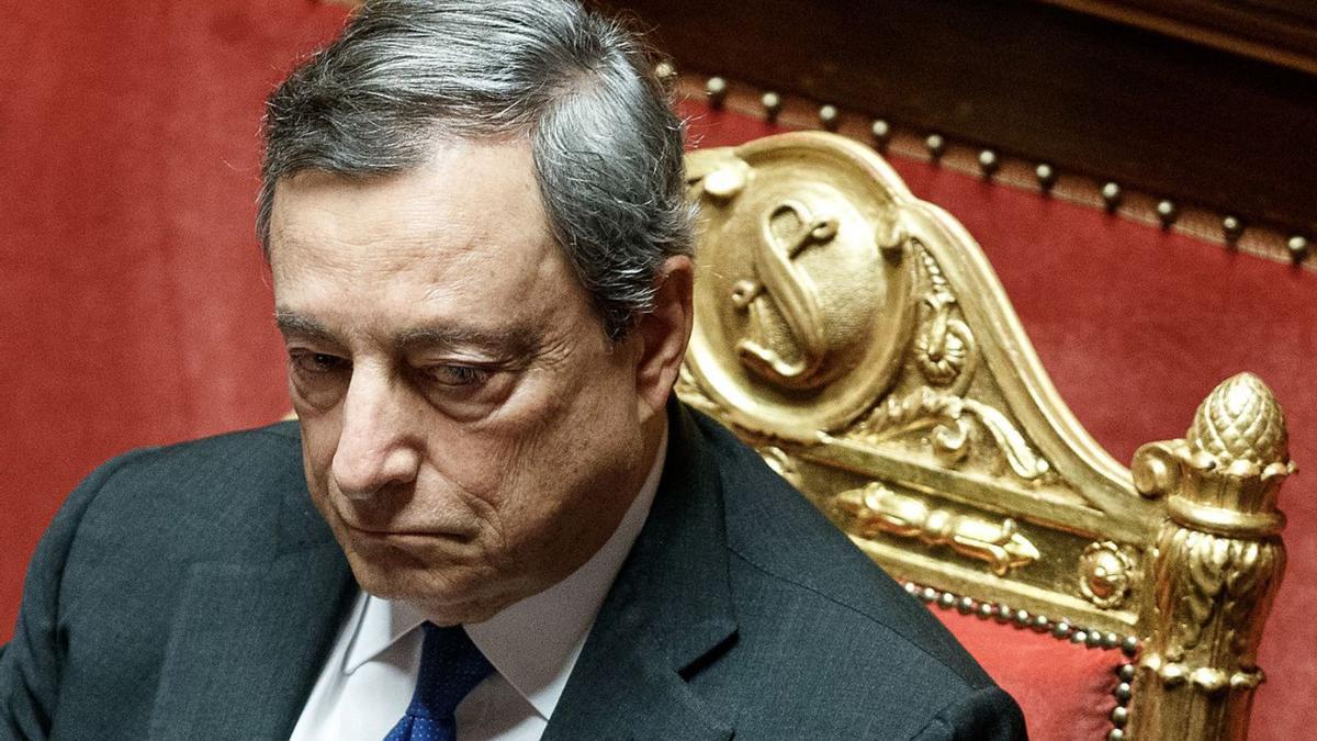 Mario Draghi, amb gest seriós ahir al Senat italià. | EUROPA PRESS
