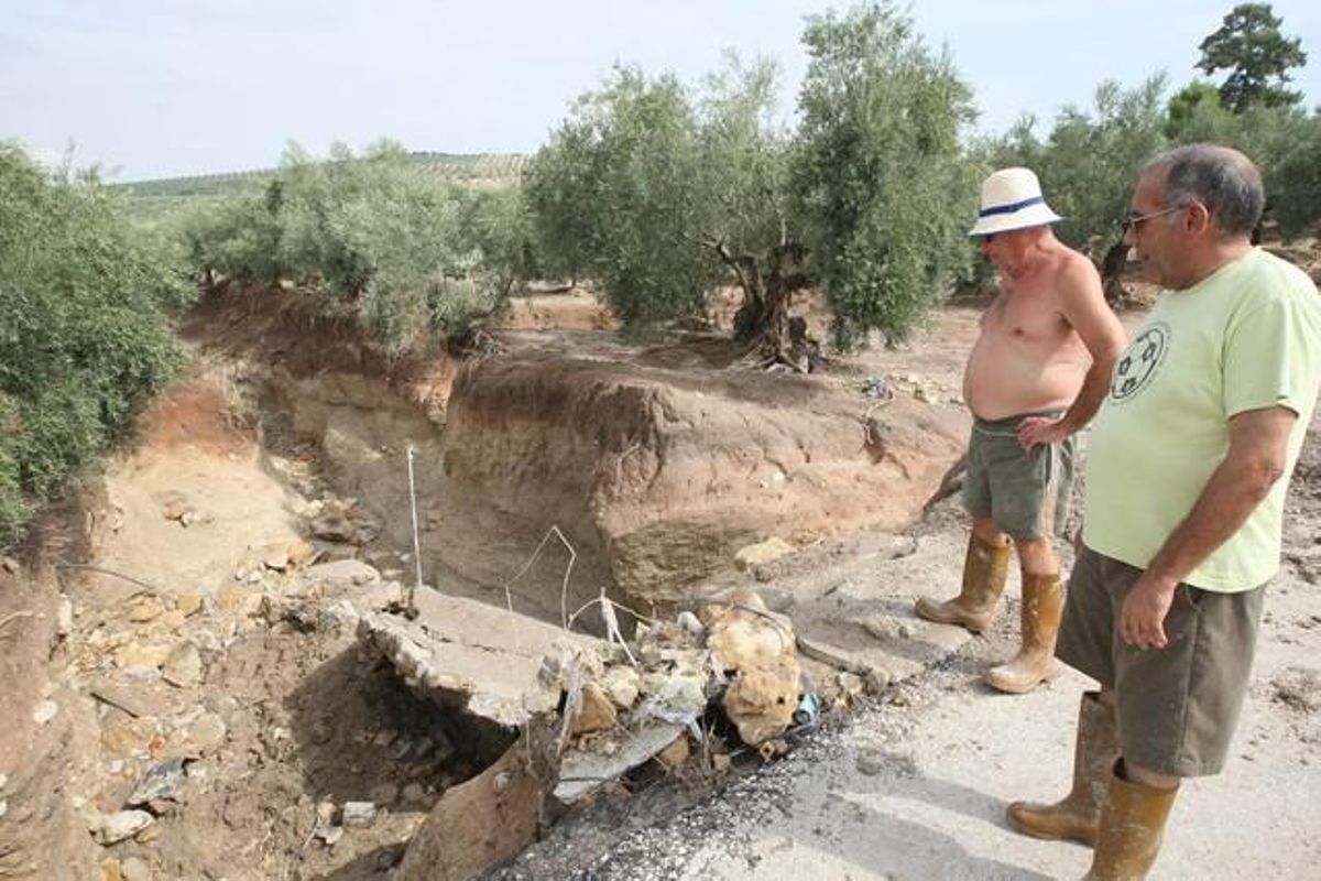 Lloc on ha estat trobat el cos de la dona que viatjava en el tot terreny arrossegat per la riuada als voltants de la llacuna de Zóñar.