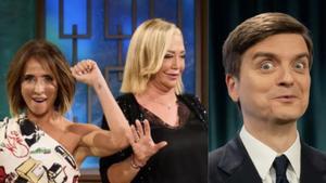 María Patiño y Belén Esteban junto a Marc Giró.