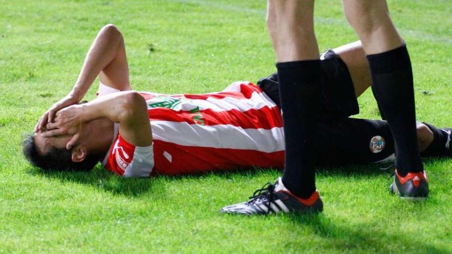 Diego Ortiz, tras lesionarse el pasado sábado.