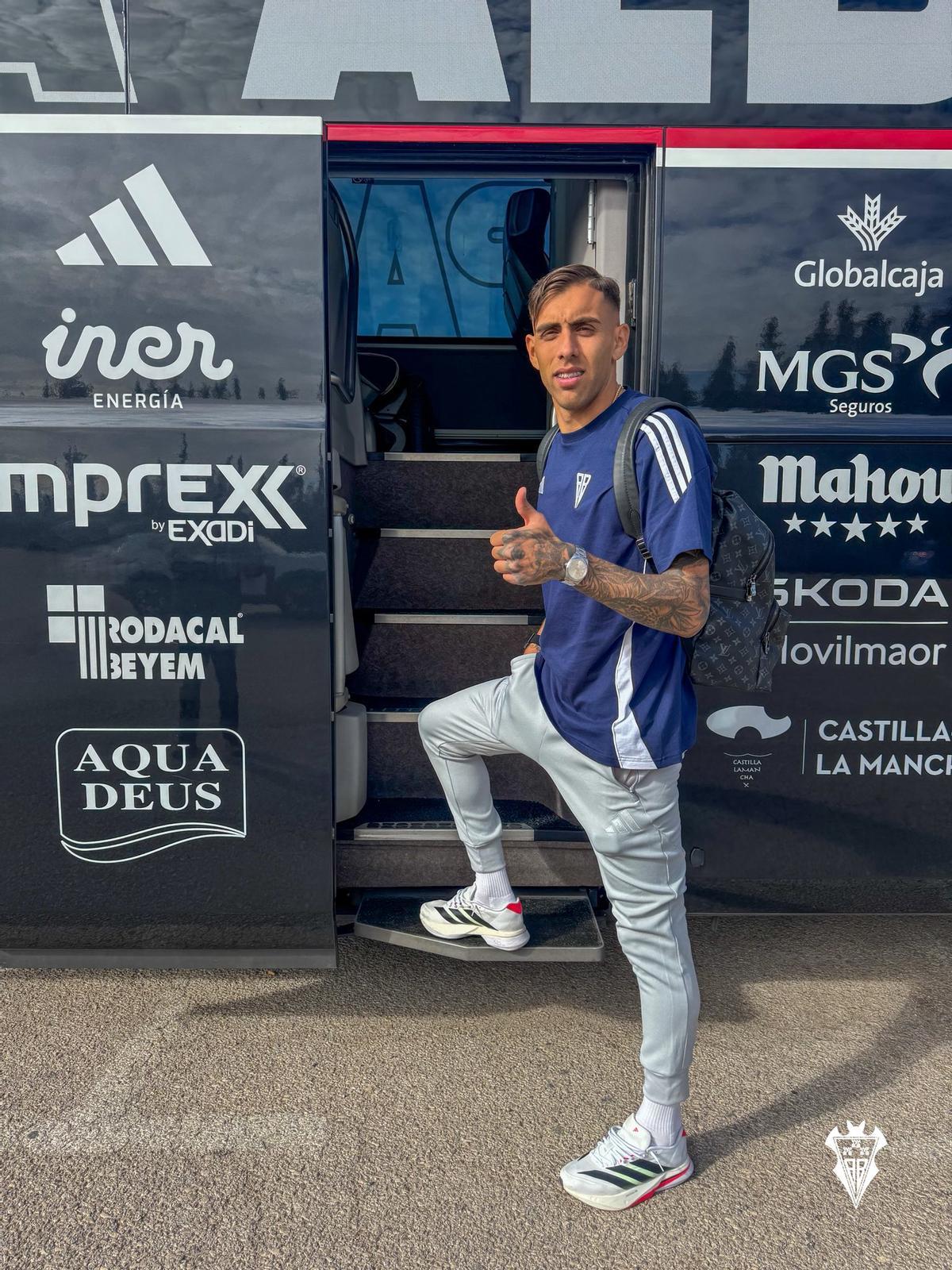 Jefté Betancort, esta mañana, antes de viajar a Gran Canaria.