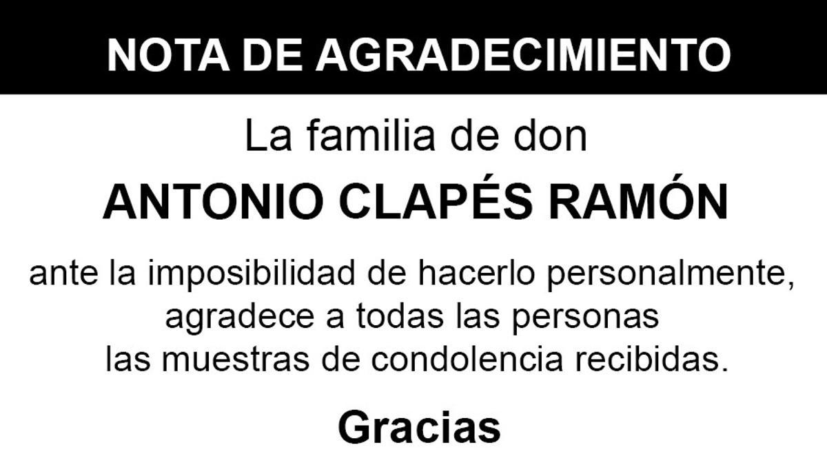 Nota Antonio Clapés Ramón