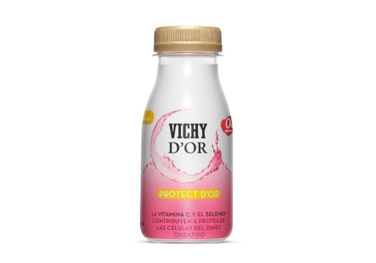 Protect d’Or es una una bebida funcional, elaborada a partir de agua de calidad Vichy Catalan con la pureza de Font d’Or y una combinación de zumo de granada, extractos de frutas y vegetales