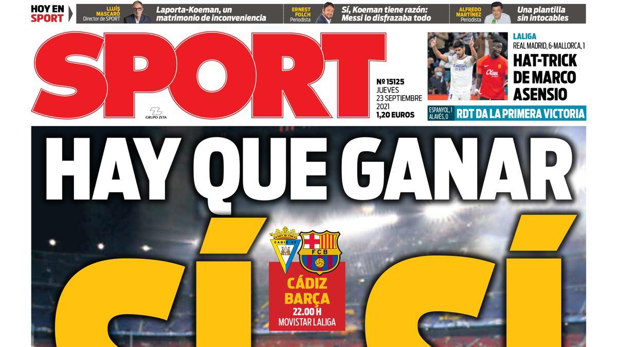 Esta es la portada de SPORT