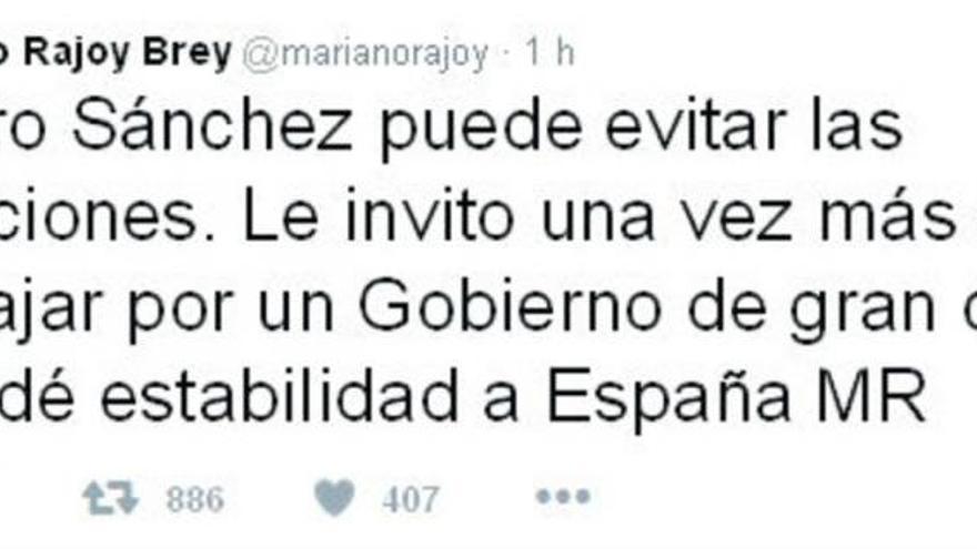 Última llamada de Rajoy a Sánchez vía Twitter