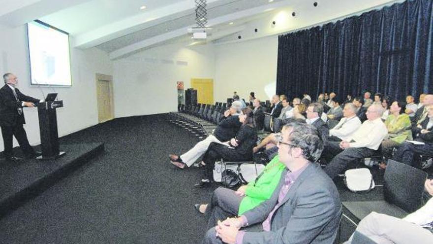 Los científicos asistentes al congreso de Oviedo, durante la conferencia de Ripudaman Malhotra.