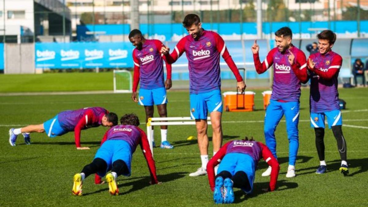 El jugadors del Barça en l’entrenament d’ahir. | FC BARCELONA