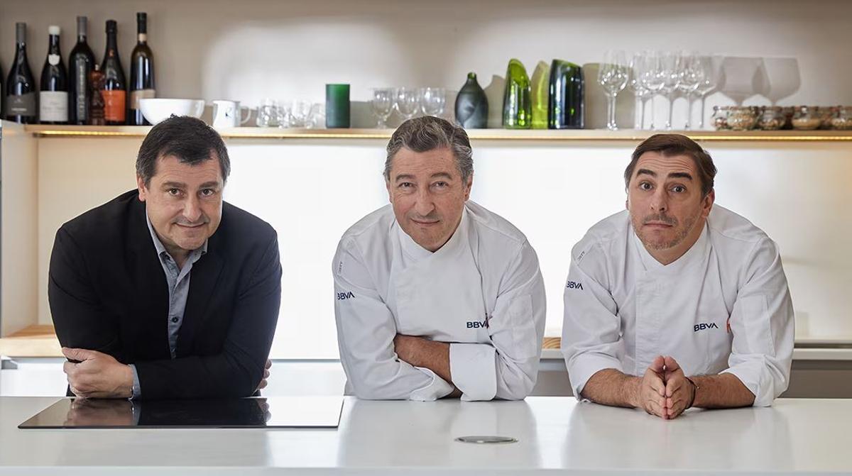 Josep, Joan i Jordi Roca a La Masia, l'espai d'I+R del Celler de Can Roca.