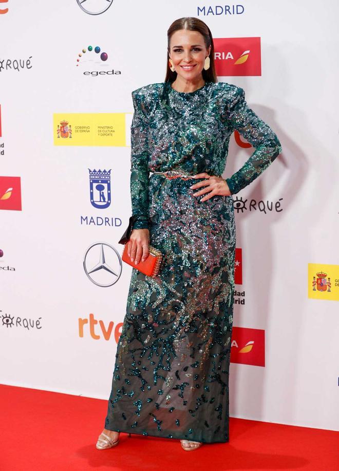 Paula Echevarría en los premios Forque 2021 con vestido de lentejuelas