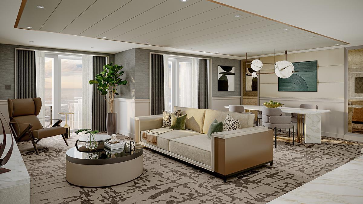 Salón de una de las suites del barco.