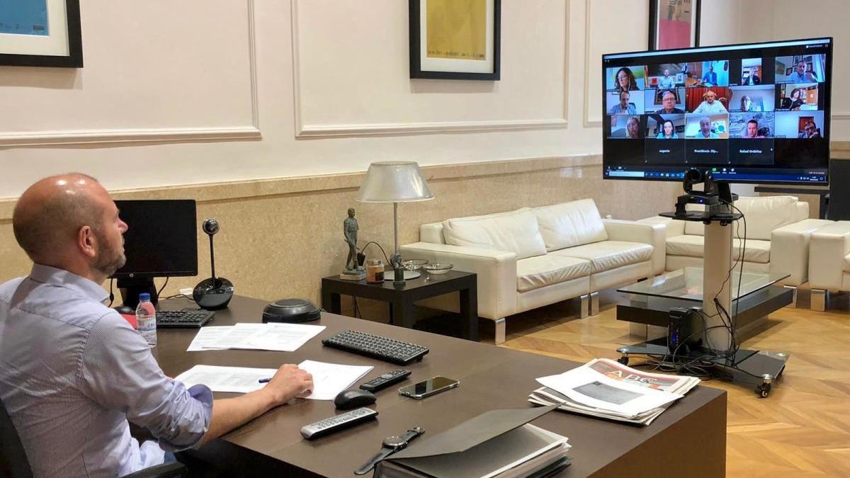 Gaspar, durante la reunión telemática.